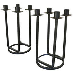 Pair of Four Arm Wrought Iron Candelabra's by Van Keppel-Green