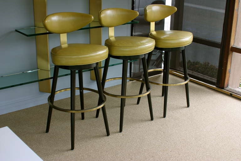 Set of three leather swivel barstools by Maurice Baily Of Monteverde Young 3