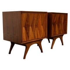 Pair of Sculptural Walnut Nightstands