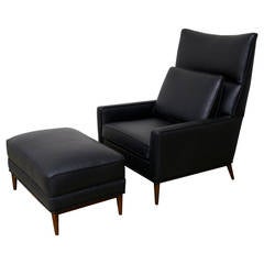 Leather Lounge Chair and Ottoman by Paul McCobb