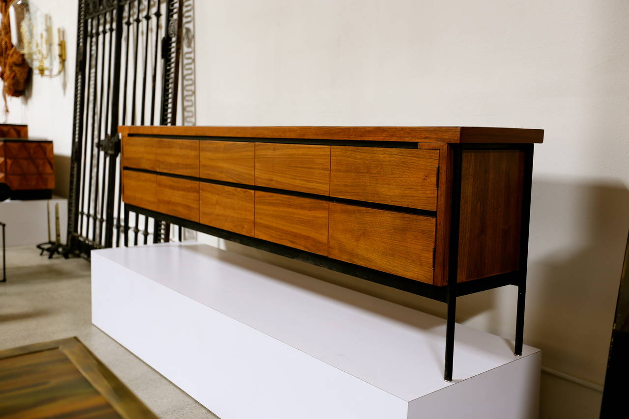 Long custom credenza or sideboard by Californian George Castro, circa 1970.