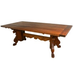 Antique Hand-Carved Solid Walnut Dining Table by Marshall Laird