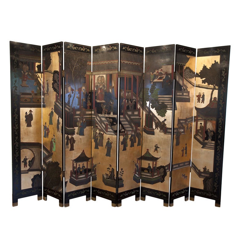 Eight panel Chinese coromandel screen