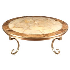 Onyx and brass round coffee table by Muller of Mexico