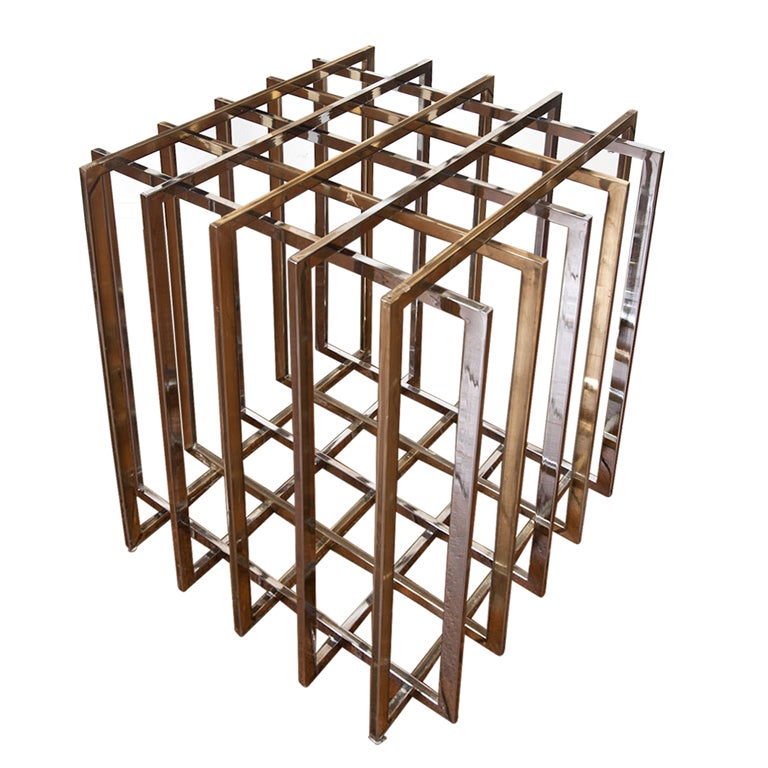 Brass and chrome dining table base by Pierre Cardin