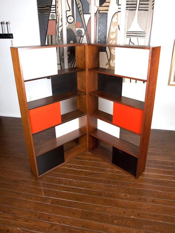 Walnut Bookcase / room divider by Evans Clark for Glenn of California