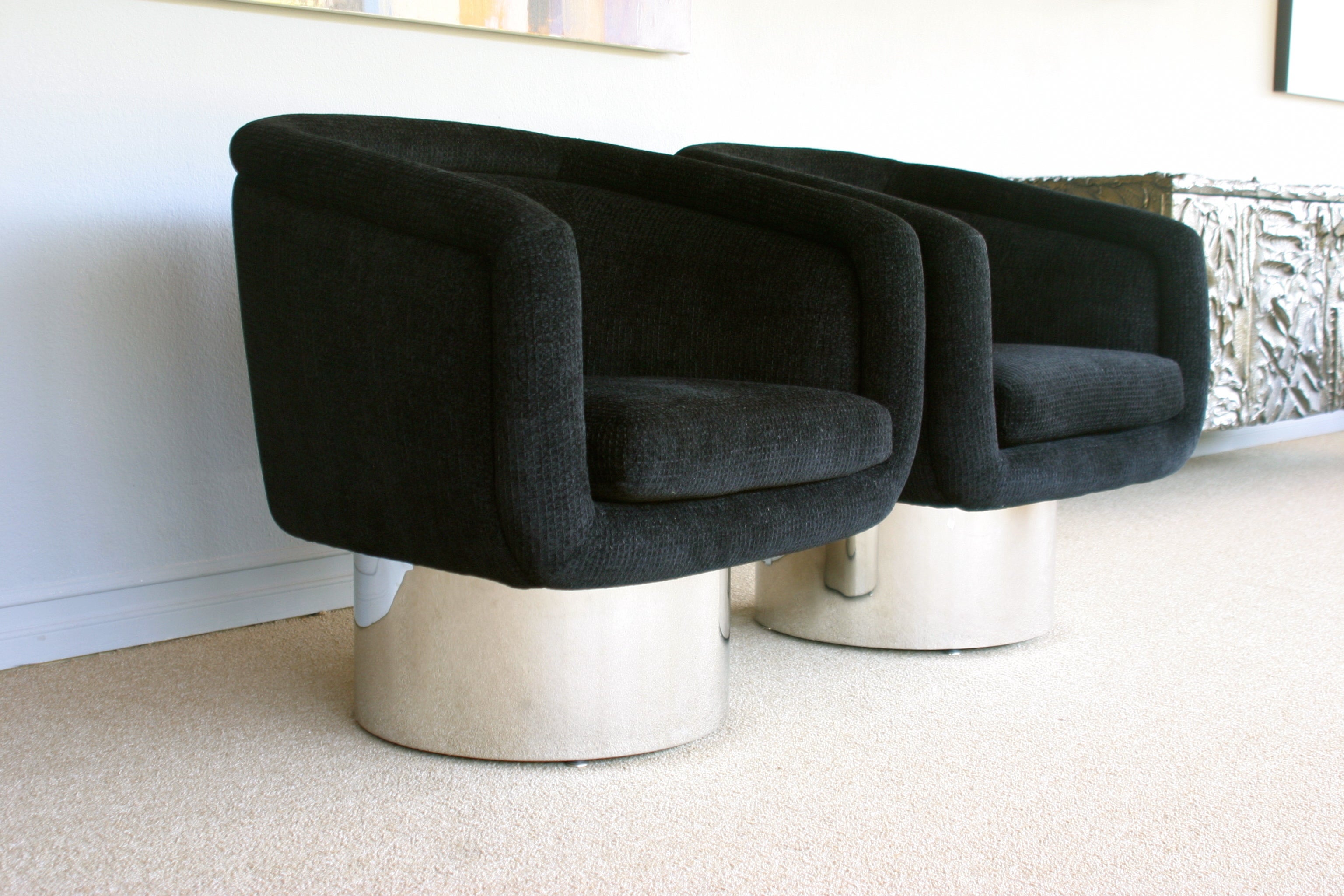 Pair of swivel tub chairs by Leon Rosen for Pace Collection 