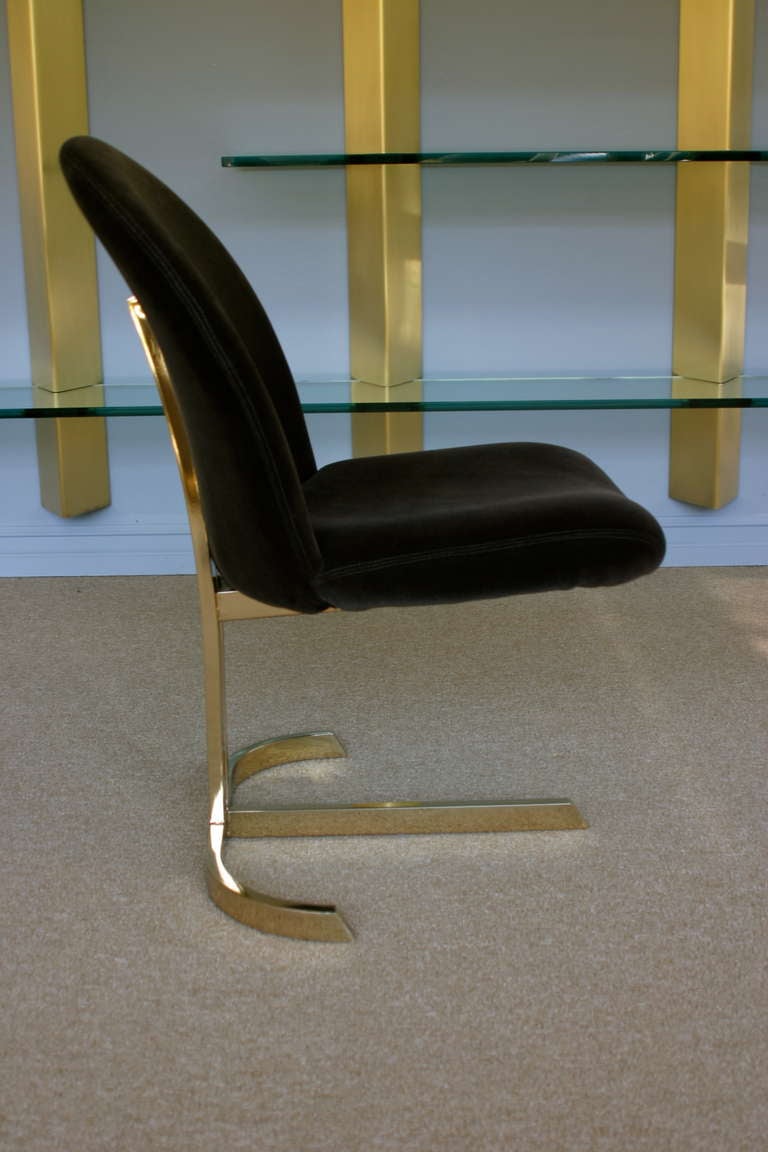 Set Of Six Cantilevered Brass Dining Chairs Att: Pierre Cardin  4
