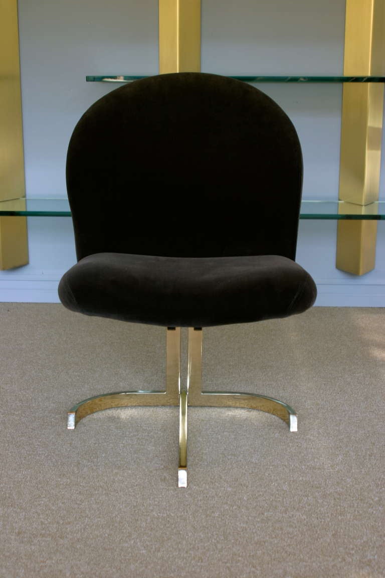 Set Of Six Cantilevered Brass Dining Chairs Att: Pierre Cardin  5