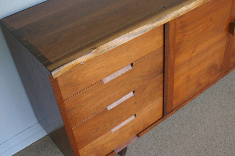 Studio crafted credenza or dresser by Gino Russo 1968.  Gino Russo was a craftsman for George Nakashima studio.