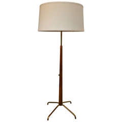 Adjustable Walnut & Brass Floor Lamp by Gerald Thurston