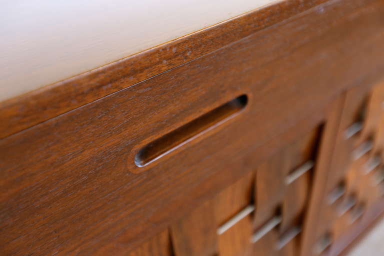 Mid-20th Century Rosewood and Walnut Basket Weave Credenza by Edward Wormley for Dunbar