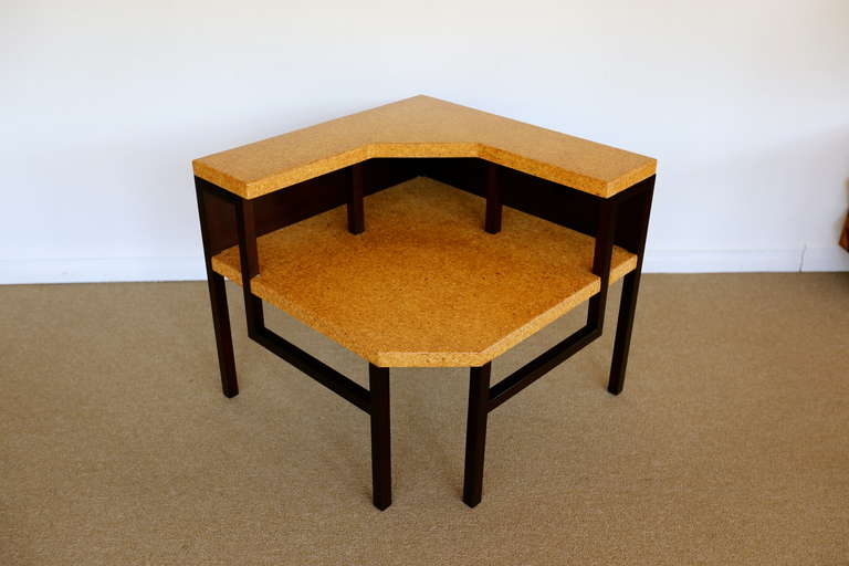 Mid-Century Modern Cork Corner Table by Paul Frankl for Johnson Furniture Co.