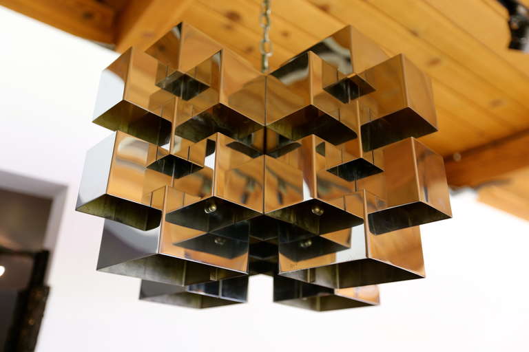 Chrome Chandelier by Curtis Jere Circa 1970.  This piece is signed.