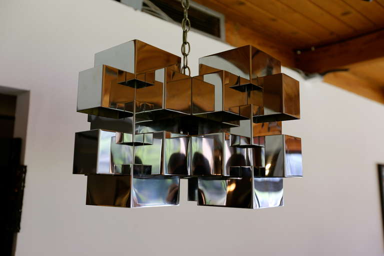 Chrome Chandelier by Curtis Jere Circa 1970 1