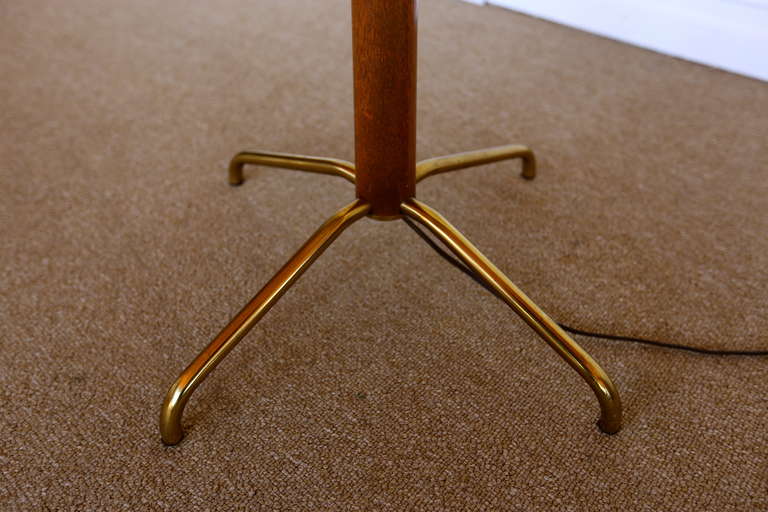 Adjustable Walnut & Brass Floor Lamp by Gerald Thurston 1