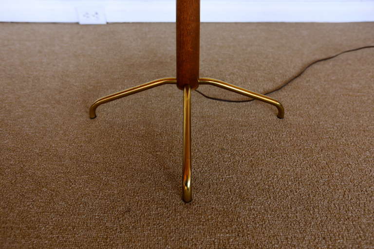 American Adjustable Walnut & Brass Floor Lamp by Gerald Thurston