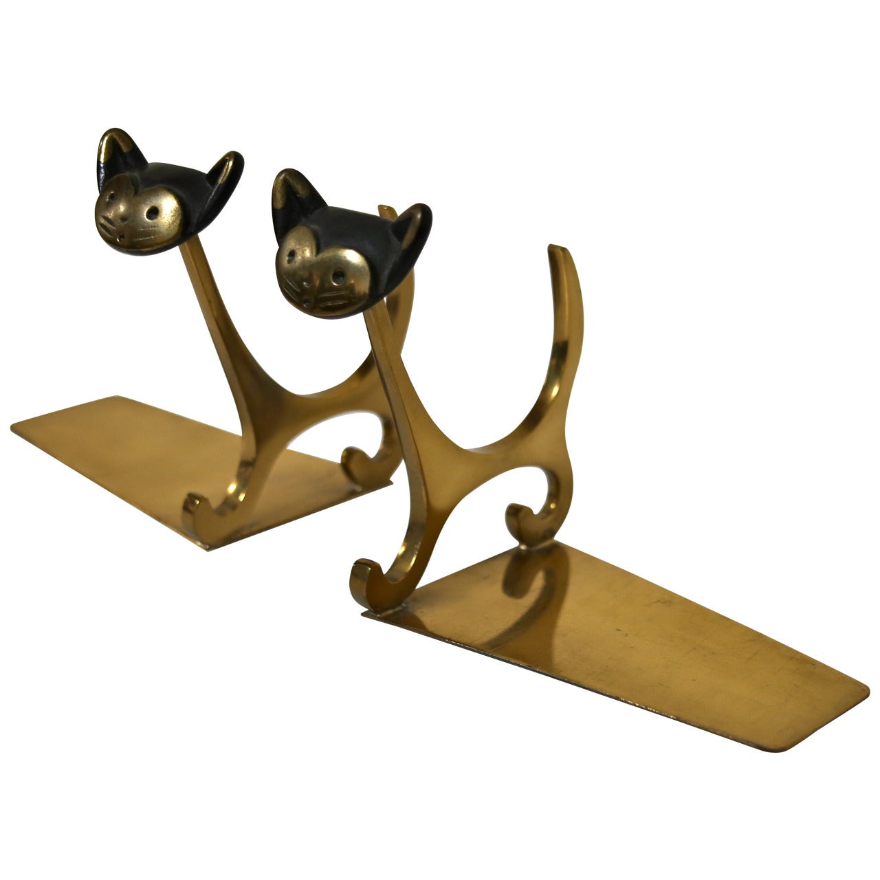 Pair of Brass "Cat" Bookends by Walter Bosse