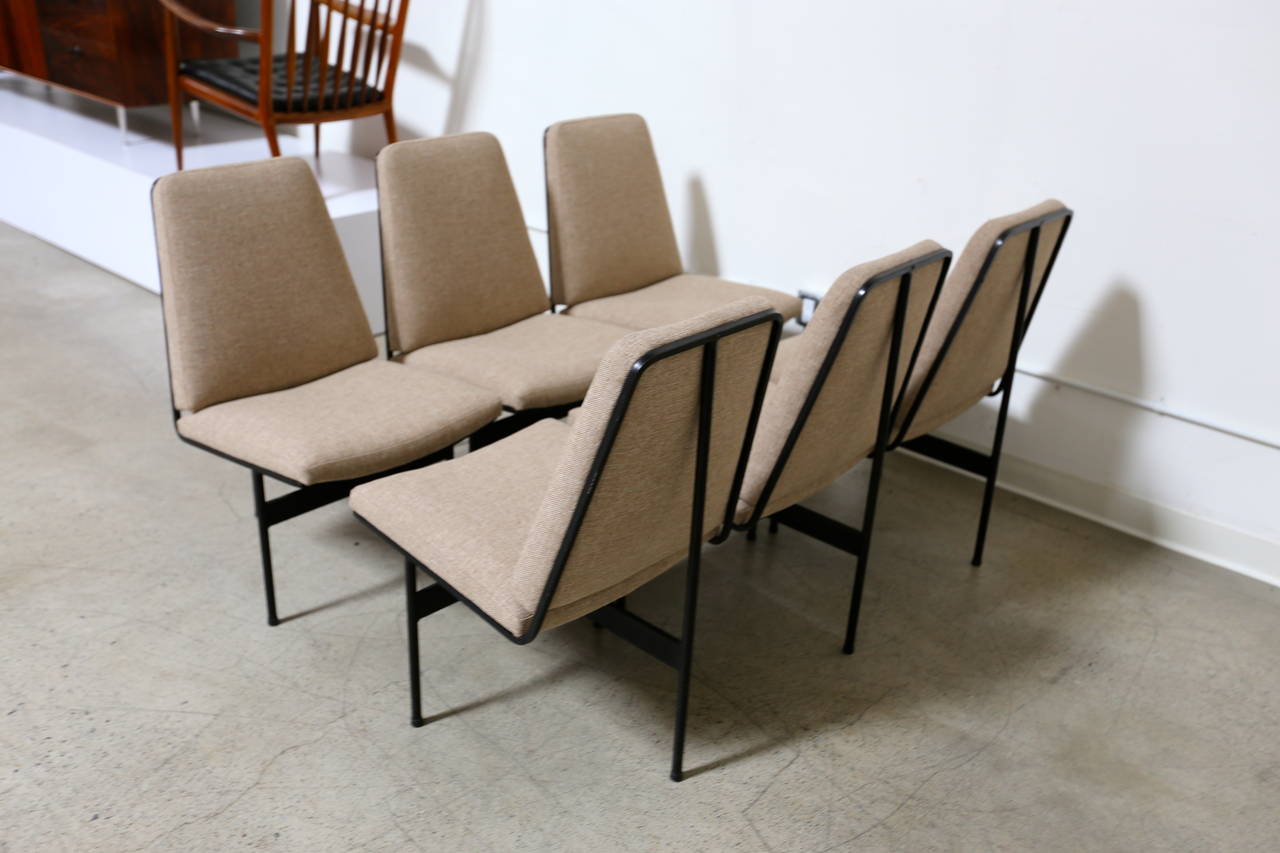 Fabric Set of Six Custom T-Chairs by George Castro, circa 1970