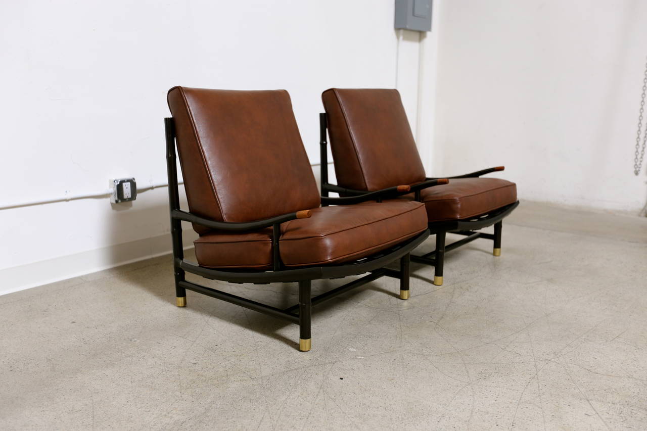 Rare Pair of Leather Lounge Chairs by Pepe Mendoza.