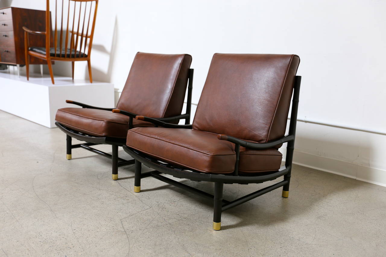 Leather Pair of Lounge Chairs by Pepe Mendoza