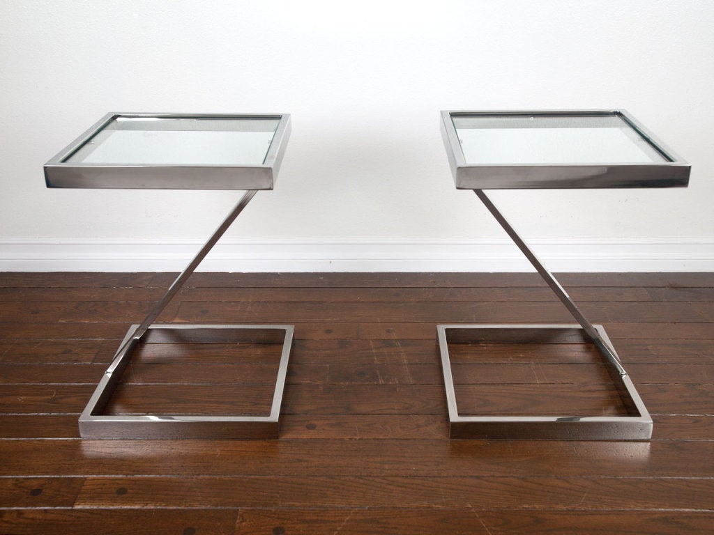 Pair of chrome "Z " side tables