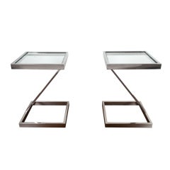 Pair of chrome "Z " side tables
