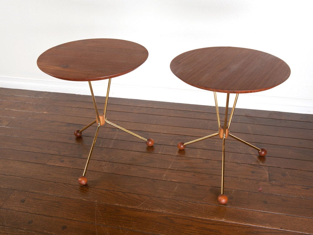 Pair of danish round side / occasional tables.