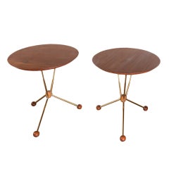 Pair of danish round side / occasional tables.