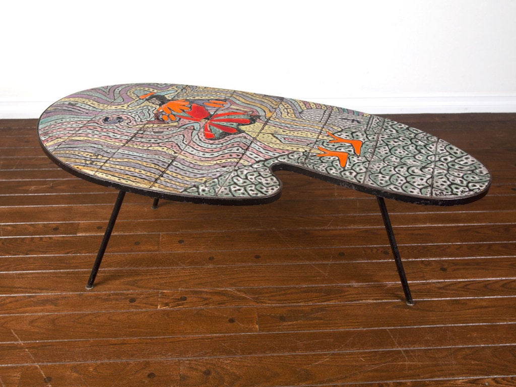 Vallauris France tile top coffee table