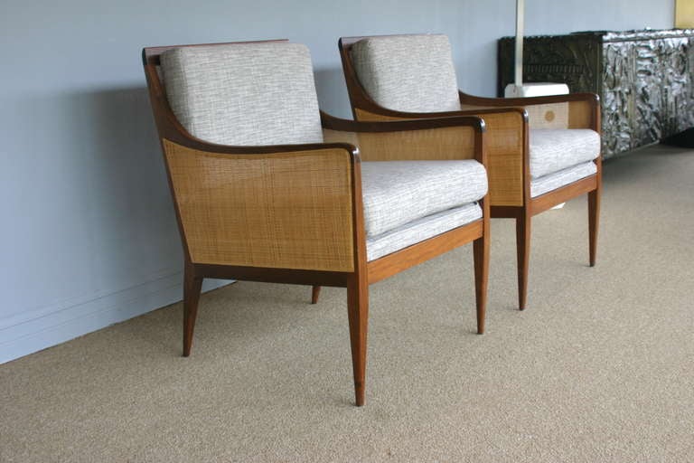 American Pair of Caned Armchairs by Kipp Stewart for Directional 