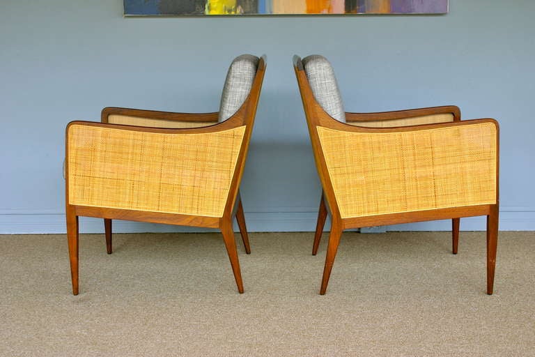 Mid-20th Century Pair of Caned Armchairs by Kipp Stewart for Directional 