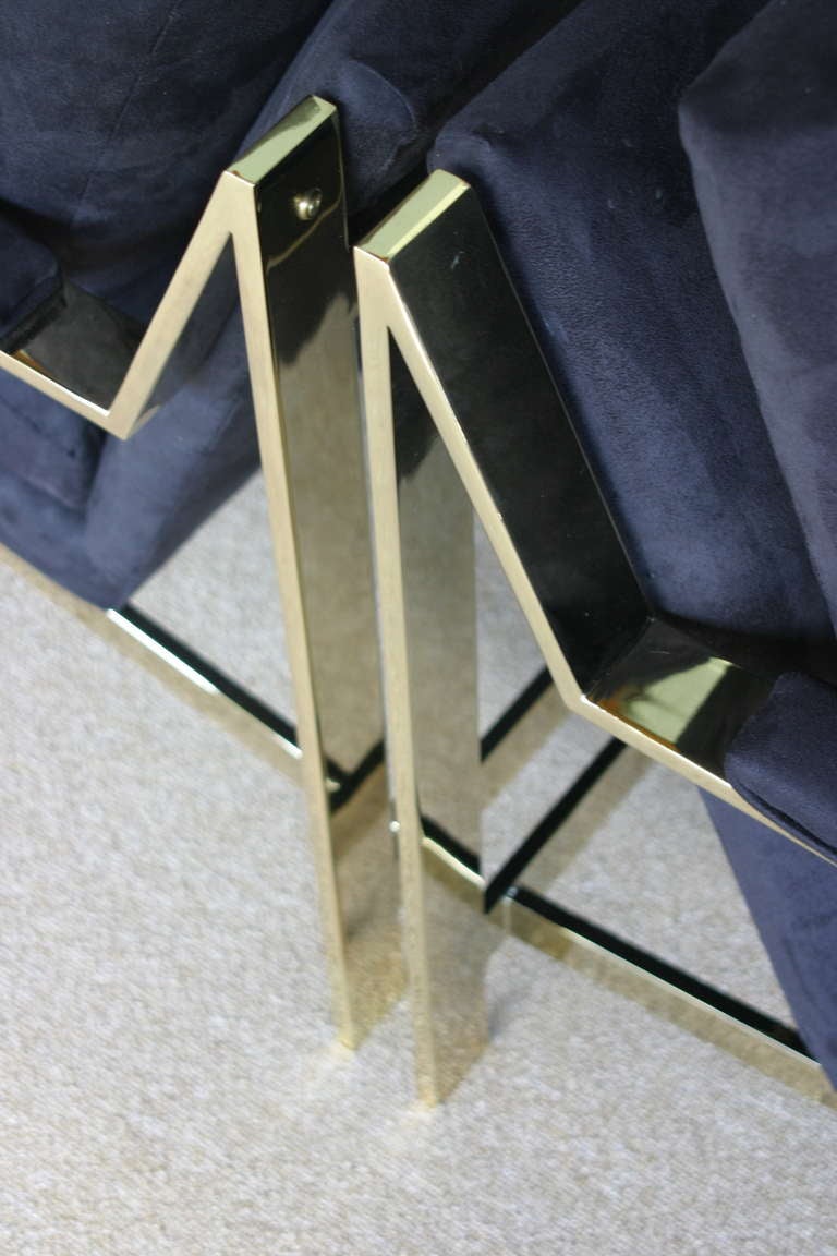 Late 20th Century Pair of brass lounge chairs by Milo Baughman