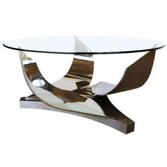 Sculptural Chrome & Stainless Steel Coffee Table by Ron Seff