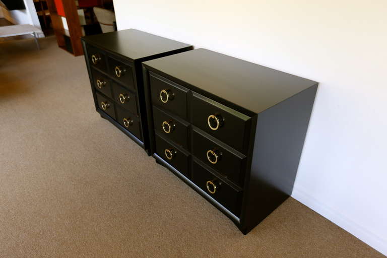 Mid-20th Century Classic Pair of Ebonized Chest by Widdicomb