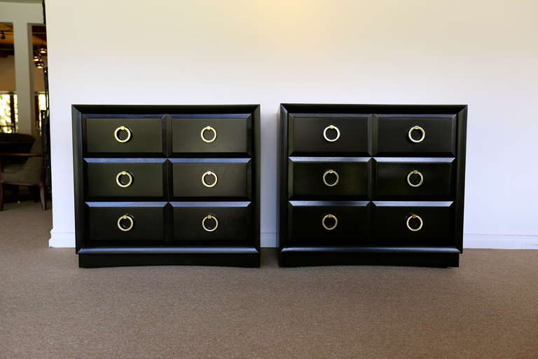 Classic Pair of Ebonized Chest by Widdicomb In Excellent Condition In Costa Mesa, CA