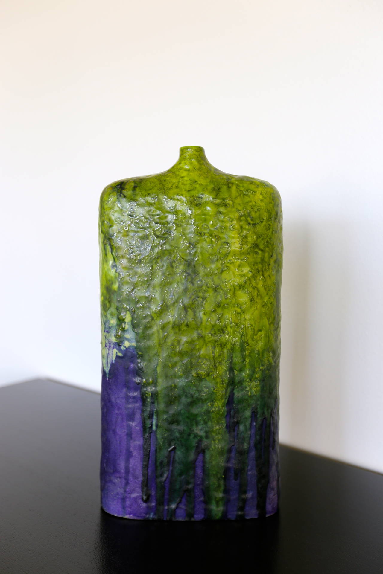 Large Drip Glaze Vase Signed Marcello Fantoni In Excellent Condition In Costa Mesa, CA