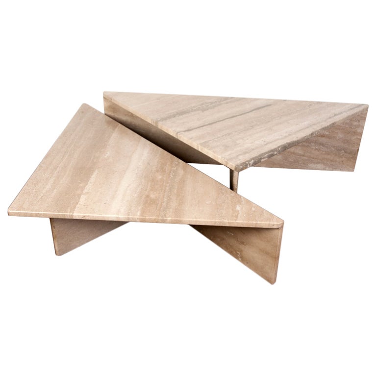 Two piece Italian travertine coffee table