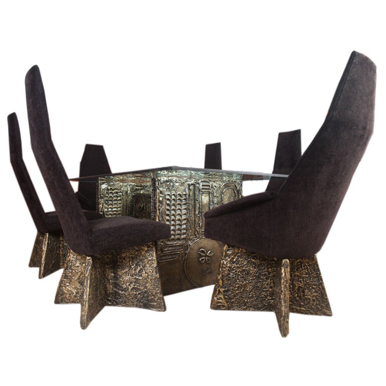 Brutal dining table and 6 chairs by Adrian Pearsall