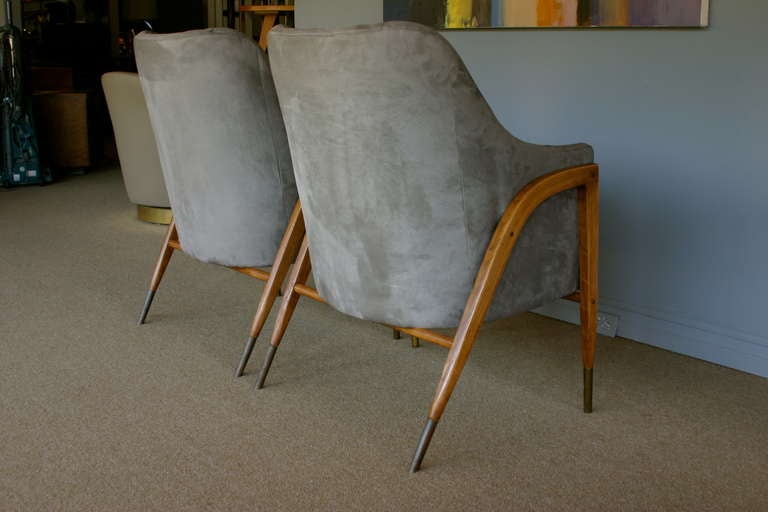 Mahogany Pair of model # 5510 armchairs by Edward Wormley for Dunbar 