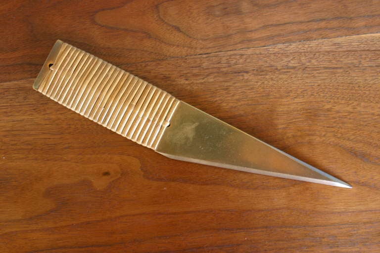 Bronze and Cane Wrapped Letter Opener by Carl Aubock