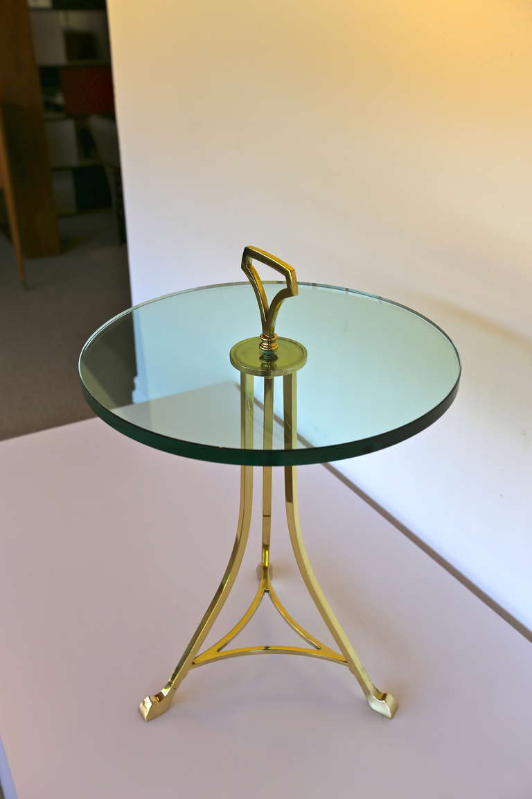 Solid Brass and Glass Side Table.  3/4