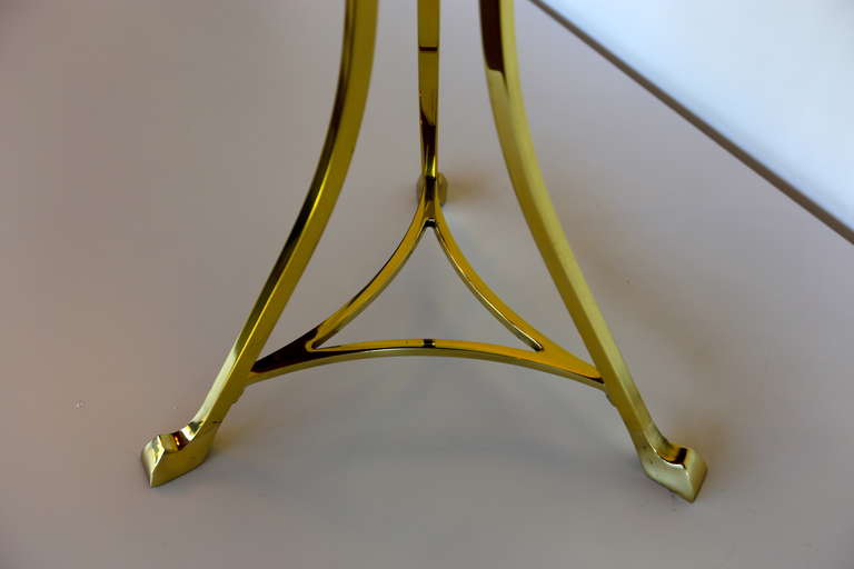 Mid-Century Modern Solid Brass and Glass Side Table