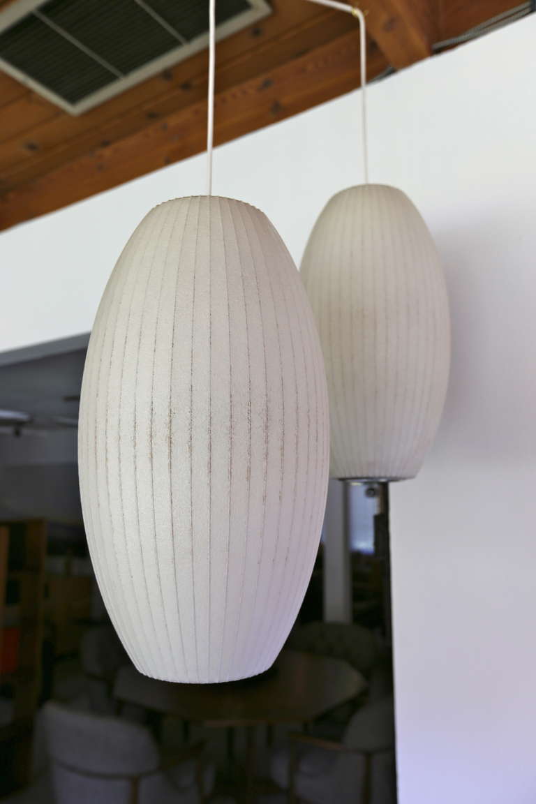 Pair of Vintage " Cigar " Pendant Lamps by George Nelson