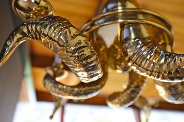 Solid Brass Rams Horn Chandelier 2