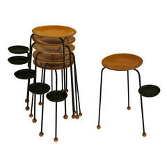 Retro Set of Six Stacking Tables by Tony Paul