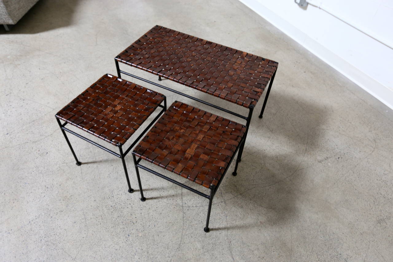 Leather Bench with Nesting Stools after Swift and Monell 2
