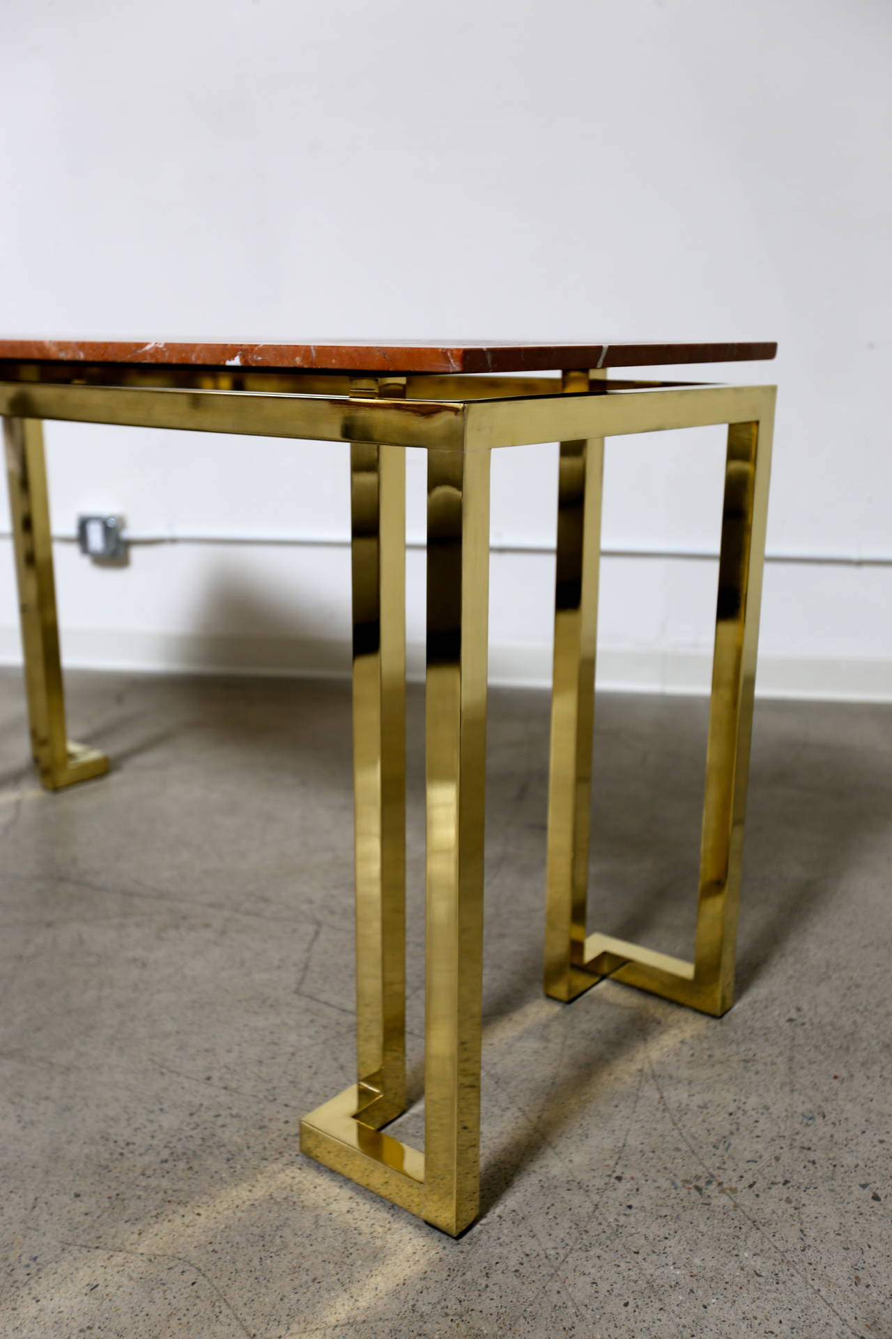 20th Century Polished Brass and Marble Console Table by Luten Clarey Stern Inc.