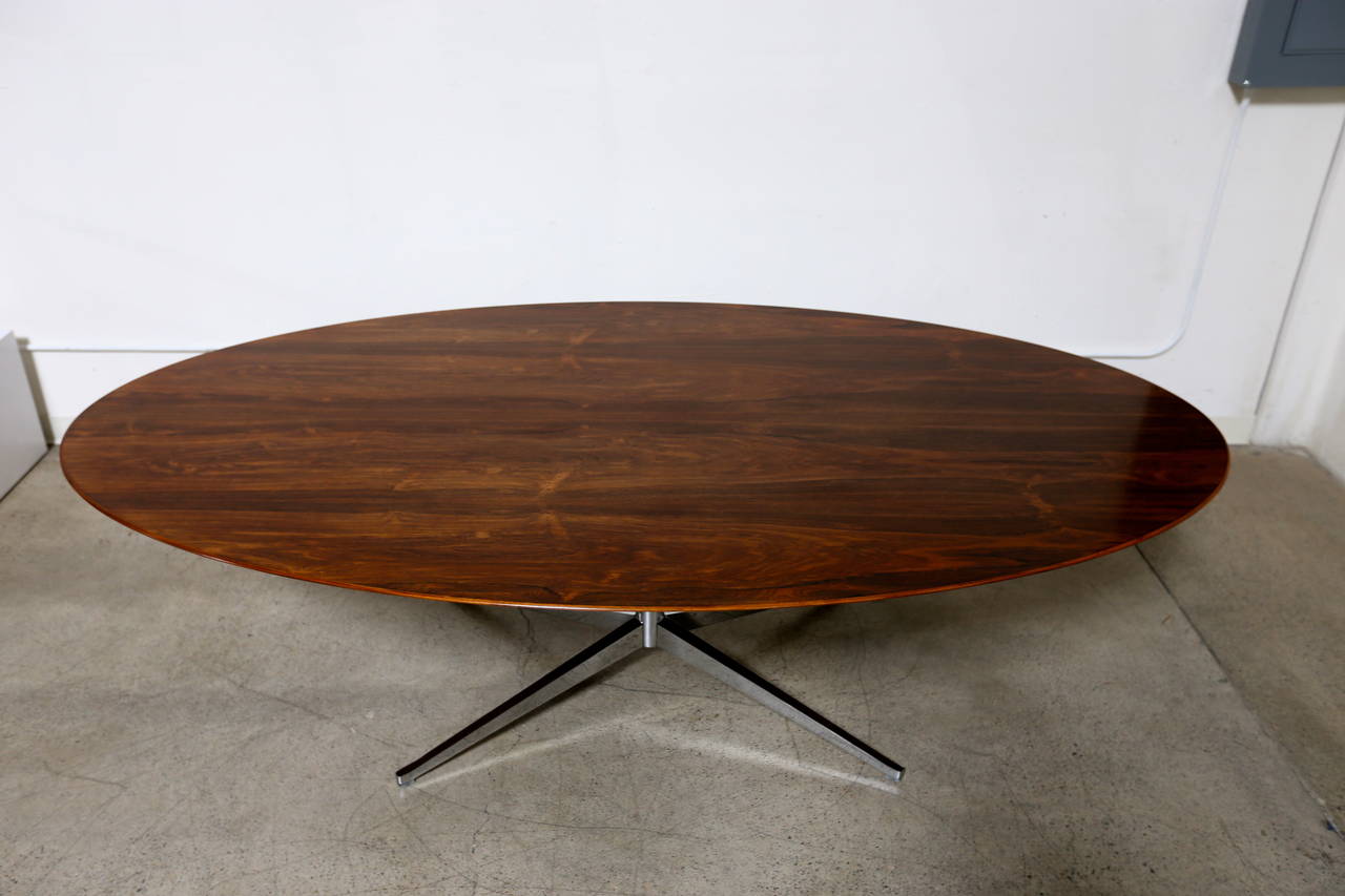 Chrome Rosewood Dining Table or Desk by Florence Knoll