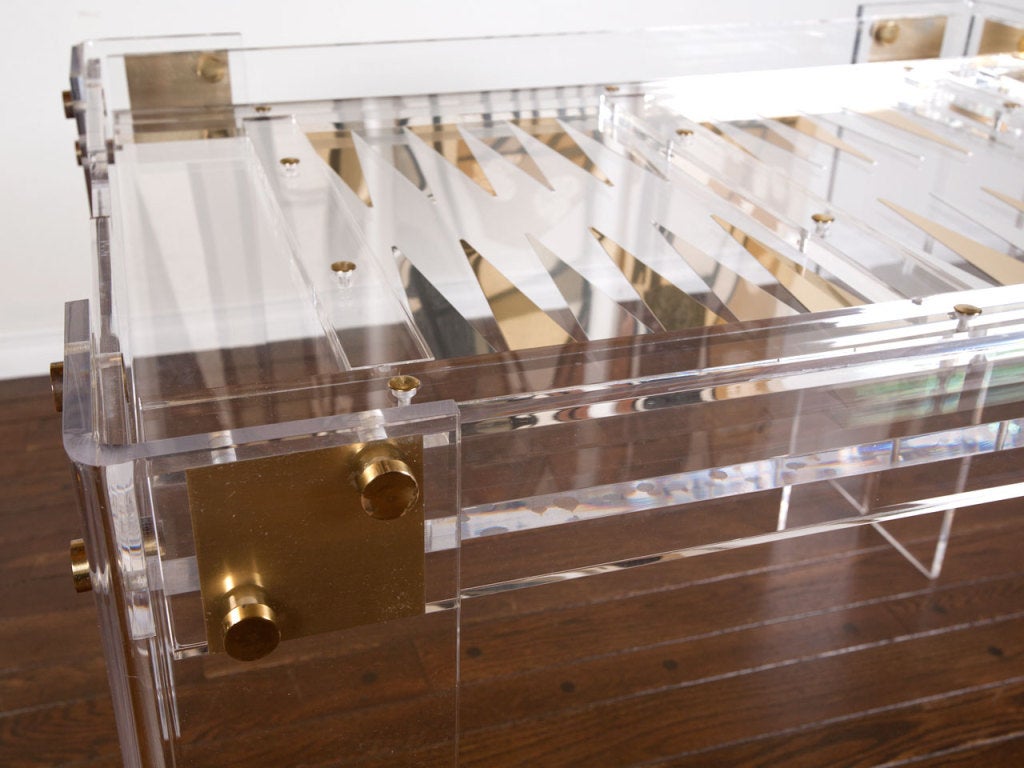 Lucite Backgammon table by Charles Hollis Jones.  This piece can also function as a writing or dining table.